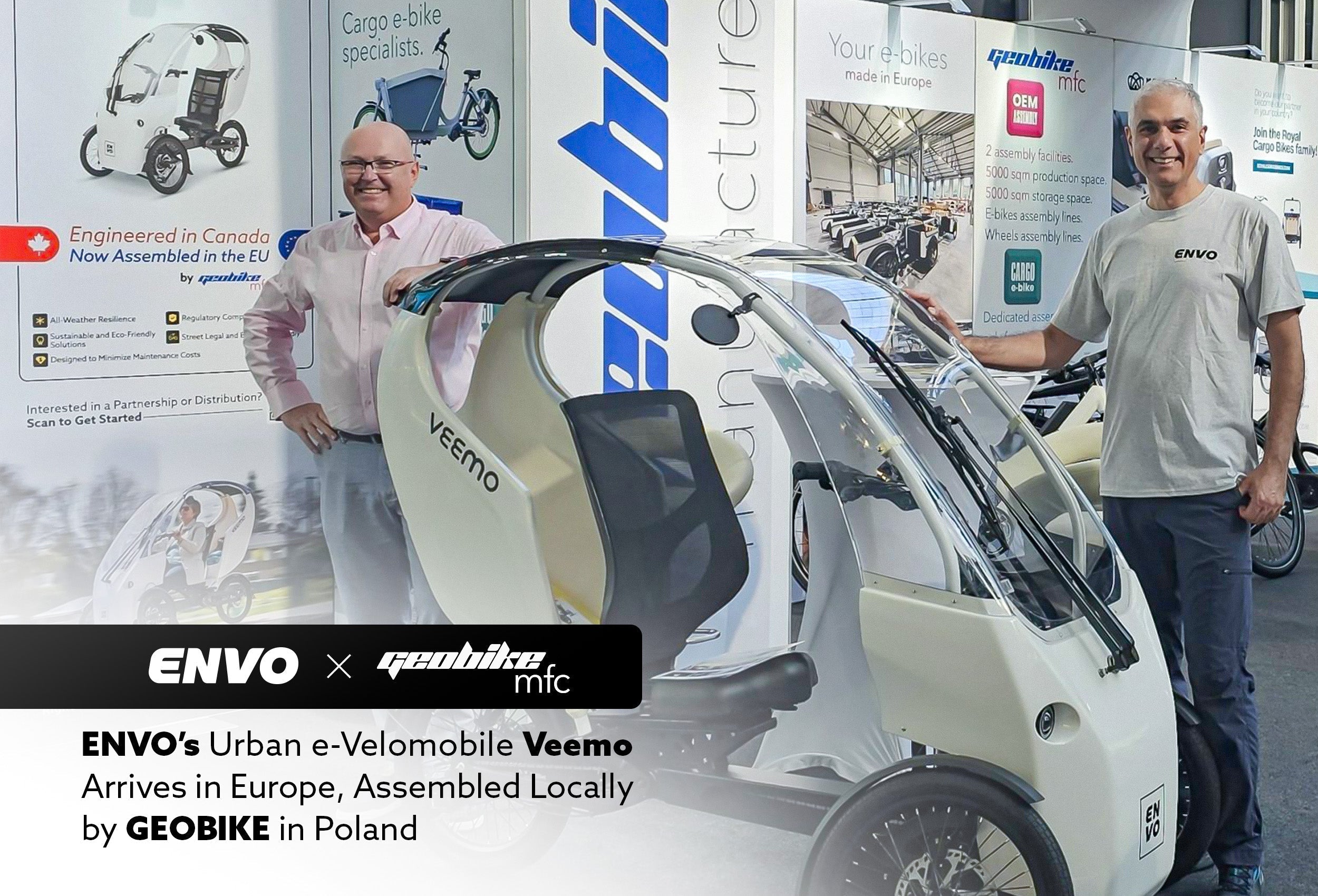 ENVO’s Urban e-Velomobile Veemo Arrives in Europe, Assembled Locally by GEOBIKE in Poland