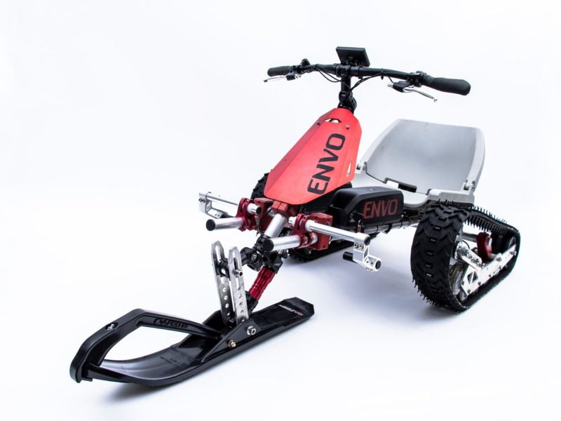 The ENVO SnowKart is a tank-tread electric go-kart for winter adventures