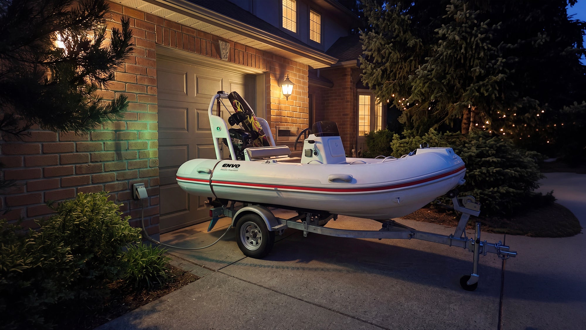 The ENVO Electric RIB Boat Charging over night