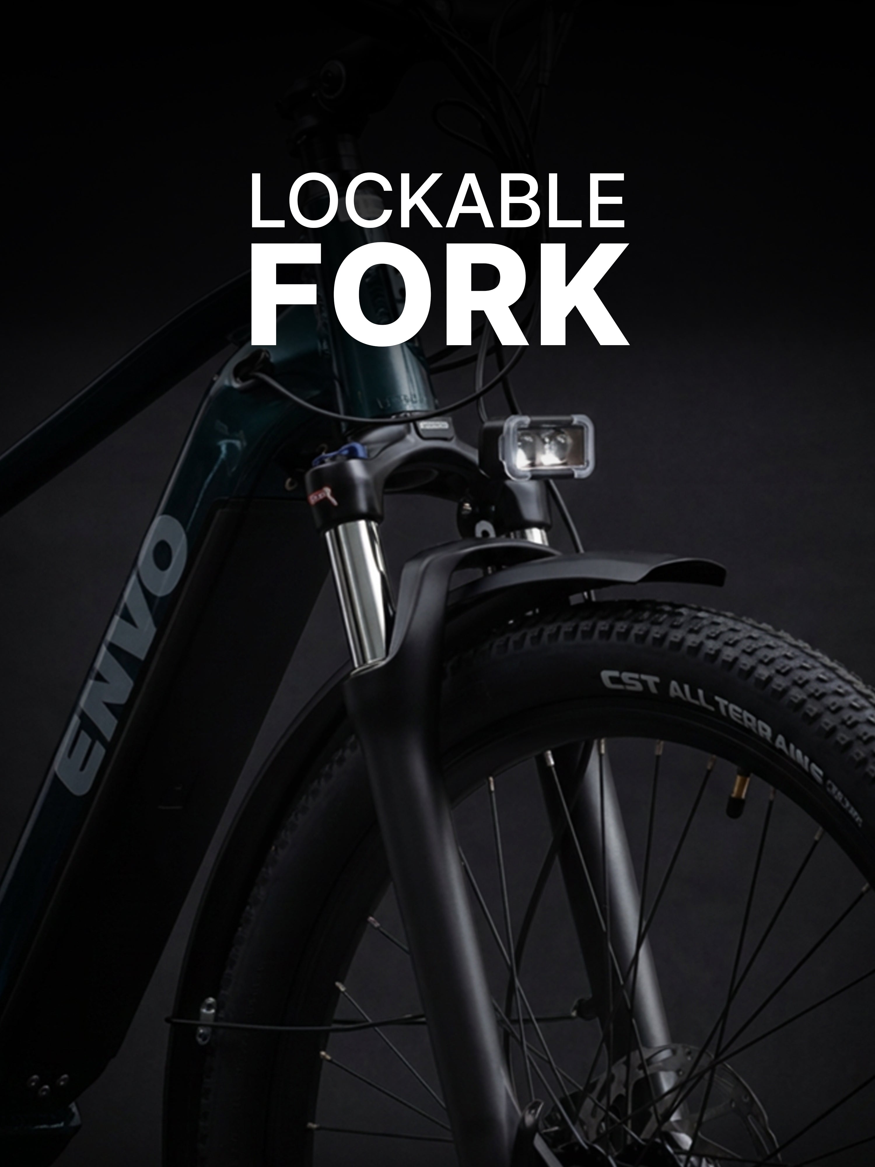 ENVO ST50 adjustable lockable fork โ 80mm travel, handles trail and asphalt equally